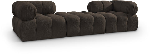 Darcy 102" Brown Boucle Fabric Upholstered Sofa, 3-Piece (Style 3)