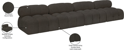 Darcy 136" Brown Boucle Fabric Upholstered Armless Sofa, 4-Piece