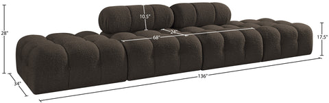 Darcy 136" Brown Boucle Fabric Upholstered Sofa, 4-Piece (Style 2)