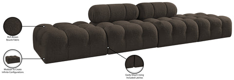 Darcy 136" Brown Boucle Fabric Upholstered Sofa, 4-Piece (Style 2)