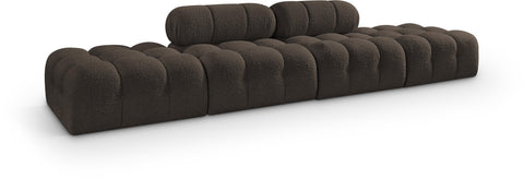 Darcy 136" Brown Boucle Fabric Upholstered Sofa, 4-Piece (Style 2)