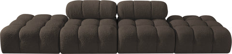 Darcy 136" Brown Boucle Fabric Upholstered Sofa, 4-Piece (Style 2)