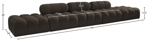 Darcy 170" Brown Boucle Fabric Upholstered Sofa, 5-Piece