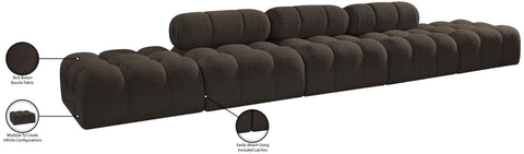 Darcy 170" Brown Boucle Fabric Upholstered Sofa, 5-Piece