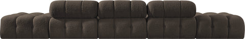 Darcy 170" Brown Boucle Fabric Upholstered Sofa, 5-Piece