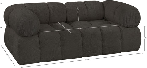 Darcy 68" Brown Boucle Fabric Upholstered Loveseat, 2-Piece