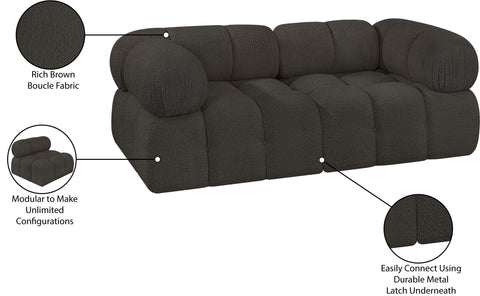 Darcy 68" Brown Boucle Fabric Upholstered Loveseat, 2-Piece
