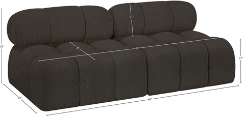 Darcy 68" Brown Boucle Fabric Upholstered Armless Loveseat, 2-Piece