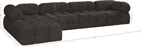 Darcy 136" Brown Boucle Fabric Upholstered Sectional, 5-Piece (Style 2)
