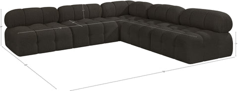 Darcy 102" Brown Boucle Fabric Upholstered Sectional, 5-Piece