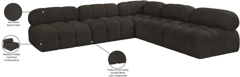 Darcy 102" Brown Boucle Fabric Upholstered Sectional, 5-Piece
