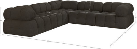 Darcy 102" Brown Boucle Fabric Upholstered Sectional, 5-Piece (Style 2)