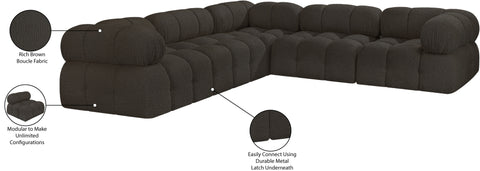 Darcy 102" Brown Boucle Fabric Upholstered Sectional, 5-Piece (Style 2)