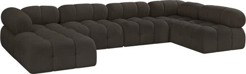 Niya Brown Boucle Fabric Modular Sectional Sec6A