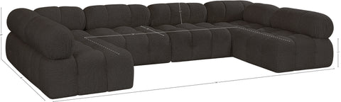 Darcy 136" Brown Boucle Fabric Upholstered Sectional, 6-Piece (Style 2)