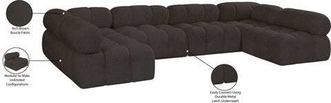 Darcy 136" Brown Boucle Fabric Upholstered Sectional, 6-Piece (Style 2)