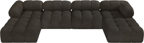 Niya Brown Boucle Fabric Modular Sectional Sec6D