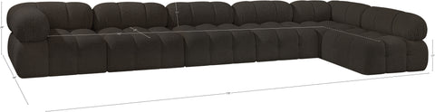 Darcy 170" Brown Boucle Fabric Upholstered Sectional, 6-Piece