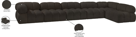 Darcy 170" Brown Boucle Fabric Upholstered Sectional, 6-Piece