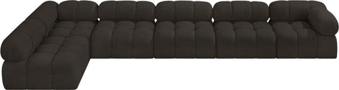 Niya Brown Boucle Fabric Modular Sectional Sec6E