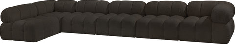 Niya Brown Boucle Fabric Modular Sectional Sec6E
