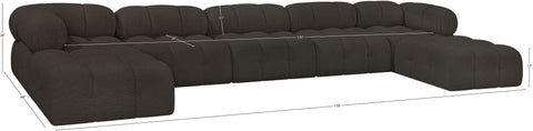 Darcy 170" Brown Boucle Fabric Upholstered Sectional, 7-Piece (Style 2)