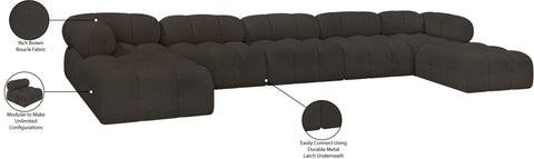 Darcy 170" Brown Boucle Fabric Upholstered Sectional, 7-Piece (Style 2)