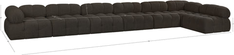 Darcy 204" Brown Boucle Fabric Upholstered Sectional, 7-Piece