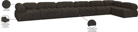 Darcy 204" Brown Boucle Fabric Upholstered Sectional, 7-Piece