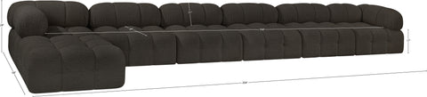 Darcy 204" Brown Boucle Fabric Upholstered Sectional, 7-Piece (Style 2)