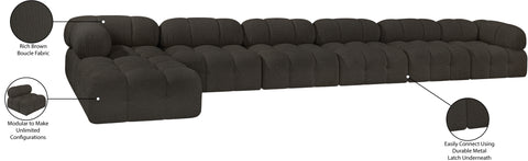 Darcy 204" Brown Boucle Fabric Upholstered Sectional, 7-Piece (Style 2)