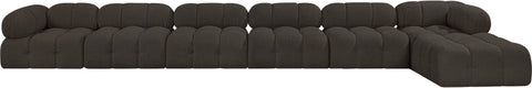 Darcy 204" Brown Boucle Fabric Upholstered Sectional, 7-Piece (Style 2)