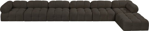Darcy 204" Brown Boucle Fabric Upholstered Sectional, 7-Piece (Style 2)