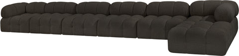 Darcy 204" Brown Boucle Fabric Upholstered Sectional, 7-Piece (Style 2)