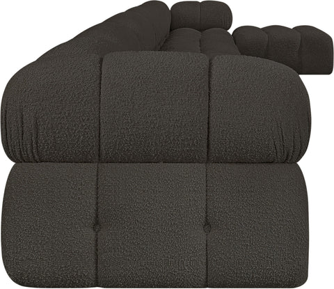 Darcy 204" Brown Boucle Fabric Upholstered Sectional, 7-Piece (Style 2)