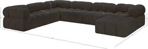 Darcy 136" Brown Boucle Fabric Upholstered Sectional, 7-Piece