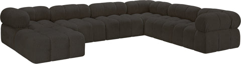 Darcy 136" Brown Boucle Fabric Upholstered Sectional, 7-Piece