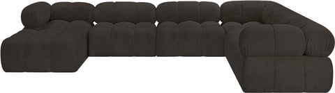 Darcy 136" Brown Boucle Fabric Upholstered Sectional, 7-Piece