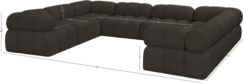 Darcy 136" Brown Boucle Fabric Upholstered Sectional, 8-Piece