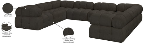Darcy 136" Brown Boucle Fabric Upholstered Sectional, 8-Piece