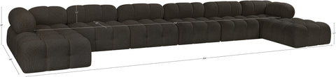 Darcy 204" Brown Boucle Fabric Upholstered Sectional, 8-Piece