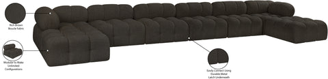 Darcy 204" Brown Boucle Fabric Upholstered Sectional, 8-Piece