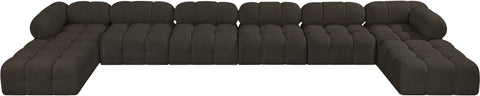 Darcy 204" Brown Boucle Fabric Upholstered Sectional, 8-Piece