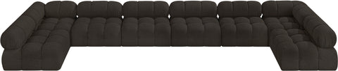 Darcy 204" Brown Boucle Fabric Upholstered Sectional, 8-Piece