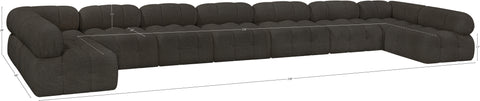Darcy 204" Brown Boucle Fabric Upholstered Sectional, 9-Piece