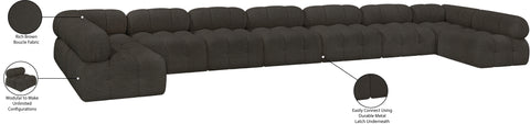 Darcy 204" Brown Boucle Fabric Upholstered Sectional, 9-Piece