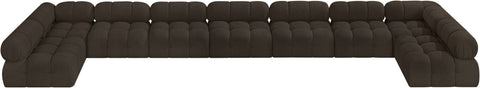 Darcy 204" Brown Boucle Fabric Upholstered Sectional, 9-Piece