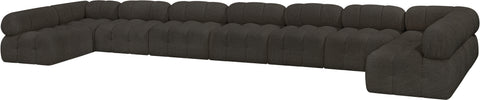 Darcy 204" Brown Boucle Fabric Upholstered Sectional, 9-Piece