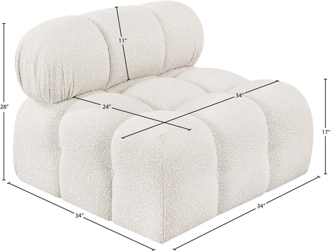 Darcy Cream Boucle Fabric Upholstered Armless Chair, 1 Piece