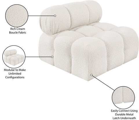 Darcy Cream Boucle Fabric Upholstered Armless Chair, 1 Piece